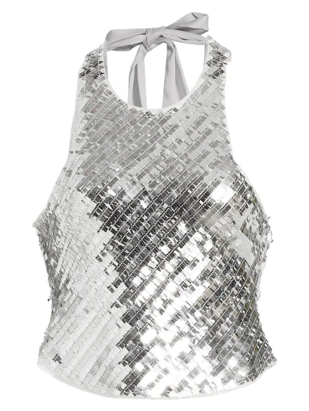 Free People  Disco Fever Sequined Tank XL NWT Silver